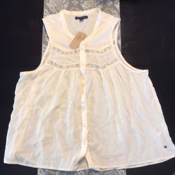 American Eagle Outfitters Tops - [AEO] Cream Sleeveless Boho Size Large Top